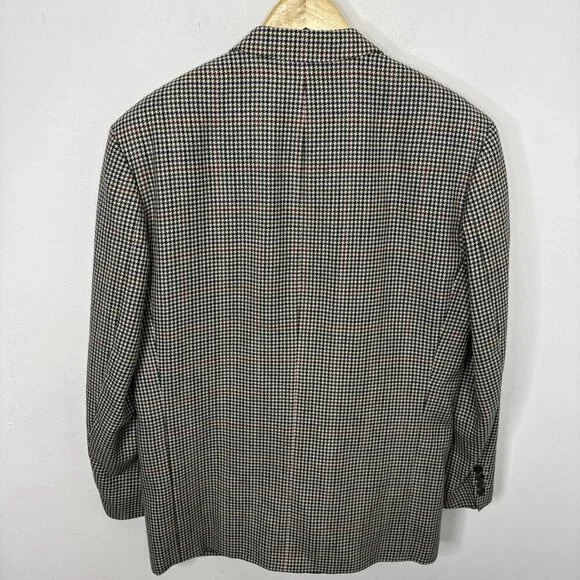 Hugo Boss Men 46 Regular Blazer Sports Coat Houndstooth Green Red Blue Wool